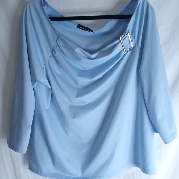 Womens 1X Yonique Blue Sky Shirt - Picture 11 of 12